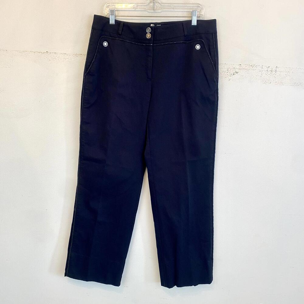 MARINA RINALDI navy cotton straight leg pants sz 21/12